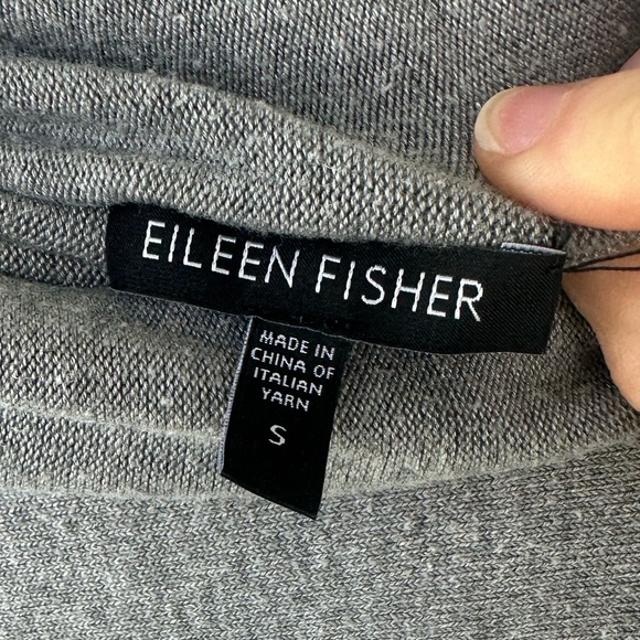 Eileen Fisher Moon Funnel Neck Boxy Gray Pullover Sweater Top Small - Picture 4 of 5
